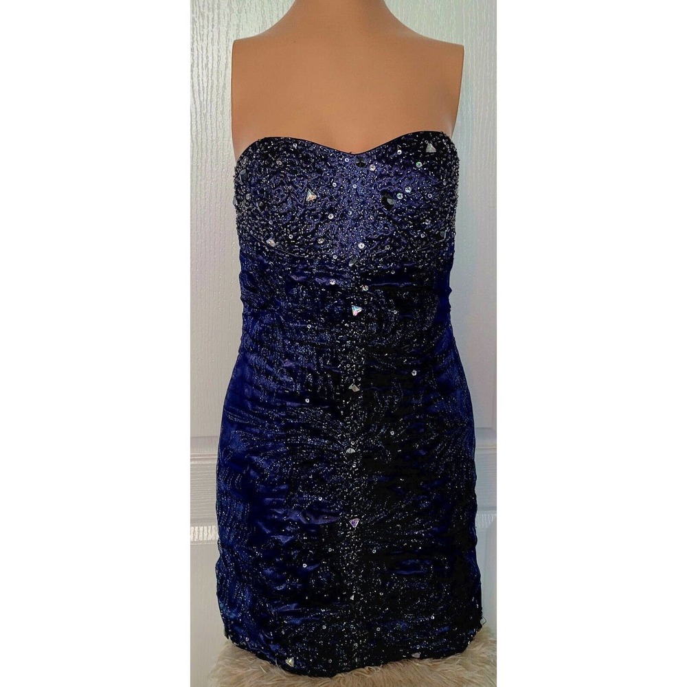 Jump Apparel Mini Dress Size 7/8 NWT Blue Embellished Rhinestones
